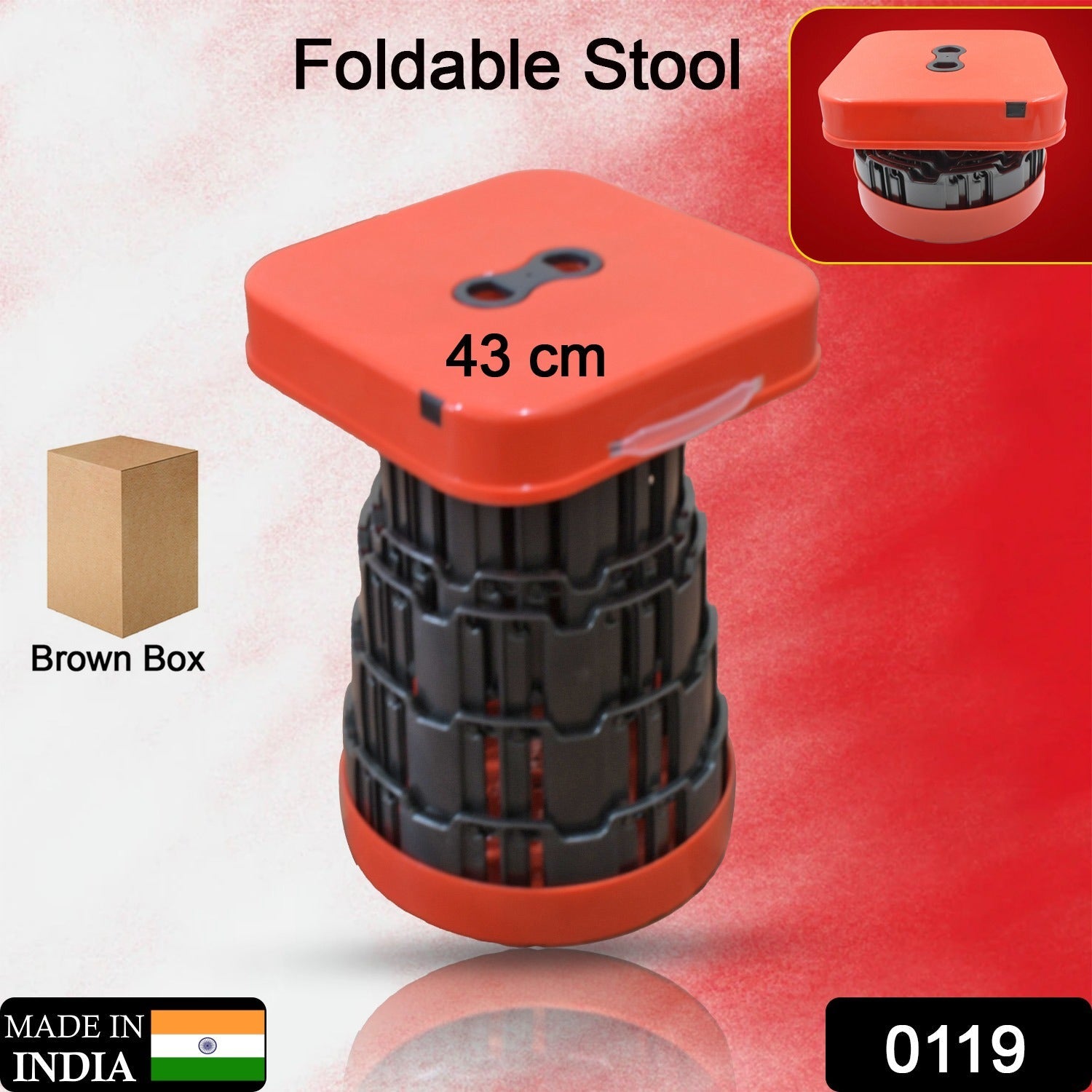 0119 Portable Telescopic Folding Stool, Retractable Folding Stools Portable Lightweight for Indoor and Outdoor Travel, Fishing, Camping, Garden Use (43 Cm) 0119 Portable Telescopic Folding Stool, Retractable Folding Stools Portable Lightweight for Indoor and Outdoor Travel, Fishing, Camping, Garden Use (43 Cm)